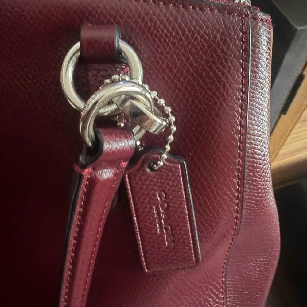 Coach Wine Red Leather Satchel with Silver Hardware - Picture 3 of 8